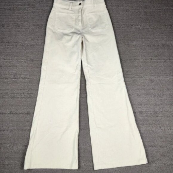 Nili Lotan Jeans Womens Size 2 Wide Leg Flare Ivory‎ Cordoroy Pants